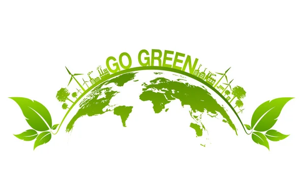 Ecology Concept Environmental Banner Design Elements Sustainable Energy Development Vector — Stock Vector