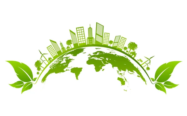 Ökologiekonzept Und Umwelt Banner Gestaltungselemente Für Nachhaltige Energieentwicklung Vektorillustration — Stockvektor