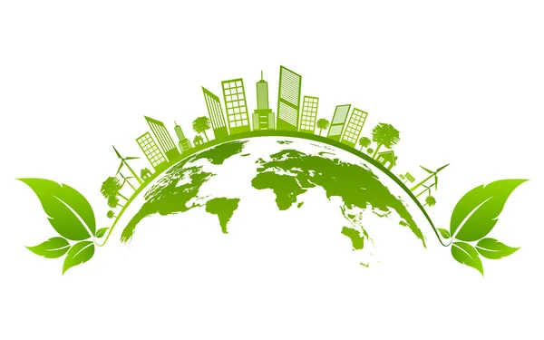 Concetto Ecologia Ambiente Banner Design Elements Sustainable Energy Development Illustrazione — Vettoriale Stock