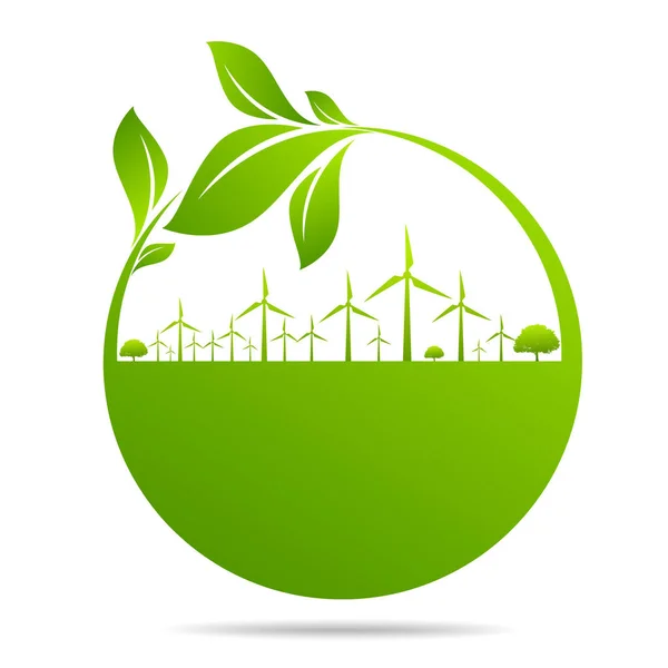生態系の概念と環境 持続可能なエネルギー開発のためのバナーデザイン要素 ベクトルイラスト — ストックベクタ