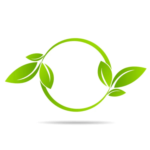 Ecología Orgánica Con Hoja — Vector de stock