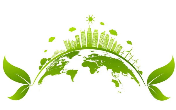 Sürdürülebilir enerji gelişimi için ekoloji kavramı ve Çevresel, Banner tasarım unsurları, Vektör illüstrasyonu