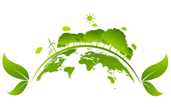 Conceito Ecologia Ambiental Elementos Design Bandeira Para Desenvolvimento Sustentável Energia —  Vetores de Stock