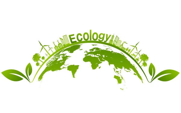 Concetto Ecologia Ambiente Banner Design Elements Sustainable Energy Development Illustrazione — Vettoriale Stock