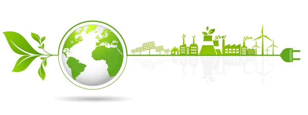 Ecologisch Concept Milieu Banner Design Elementen Voor Duurzame Energieontwikkeling Vector — Stockvector