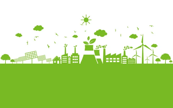 Concetto Ecologia Ambiente Banner Design Elements Sustainable Energy Development Illustrazione — Vettoriale Stock