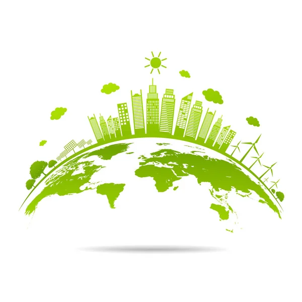 Konsep Ekologi Dan Lingkungan Desain Banner Elemen Untuk Pengembangan Energi - Stok Vektor