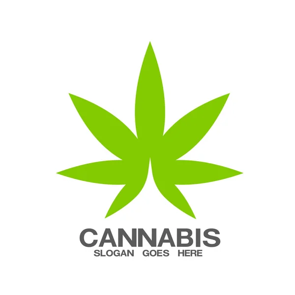 Marijuana Cannabis Leaf Green Nature Logo Symbol Template Vector — Stock Vector