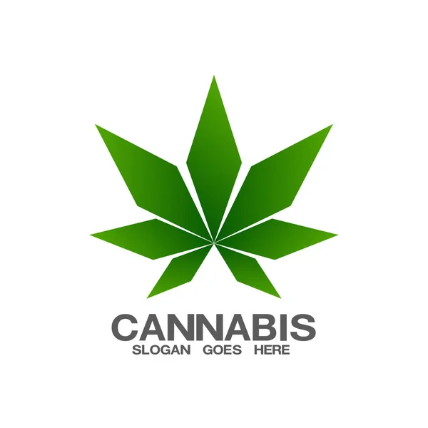 Marijuana Cannabis Leaf Green Nature Logo Symbol Template Vector — Stock Vector