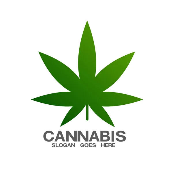 Maconha Cannabis Folha Verde Natureza Logotipo Símbolo Modelo Vector — Vetor de Stock