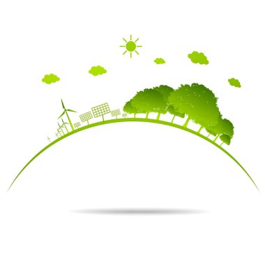 Doğa ve ekoloji kavramını eko şehir manzarası hisse senedi vektörü ile kaydet