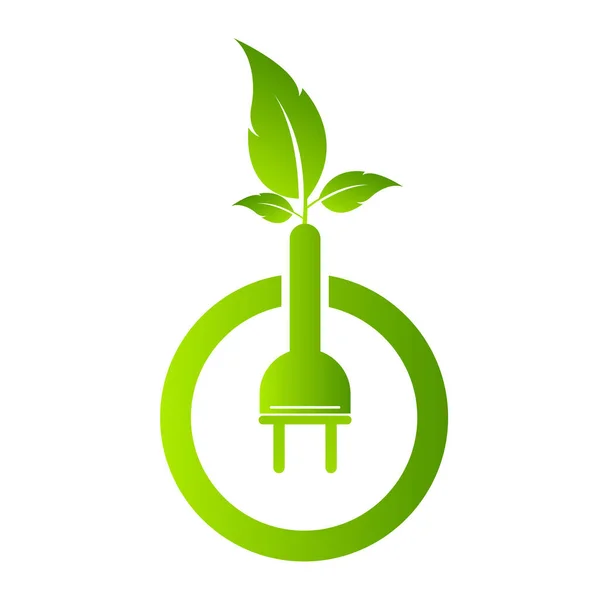 省エネルギーの葉や電気プラグの設計 — ストックベクタ