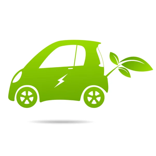 환경보호주의 Environmental Cityscape Concept Car Symbol Green Leaves Cities Help — 스톡 벡터