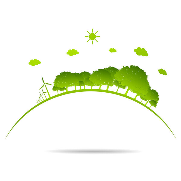 Концепция сохранения природы и экологии с вектором эколандшафта города