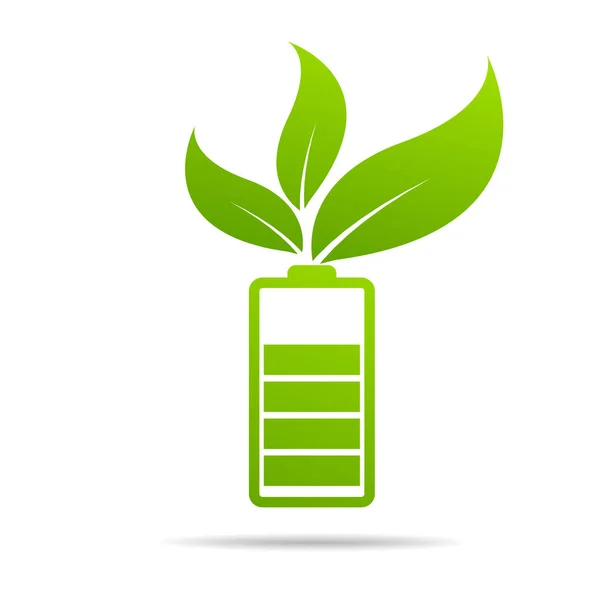 Groene Bladeren Ontkiemen Batterij Energie Basis Van Het Concept Van — Stockvector