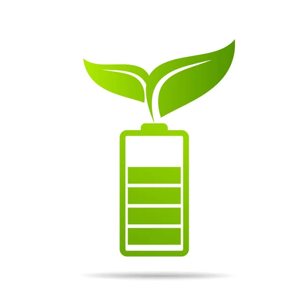 Groene Bladeren Ontkiemen Batterij Energie Basis Van Het Concept Van — Stockvector