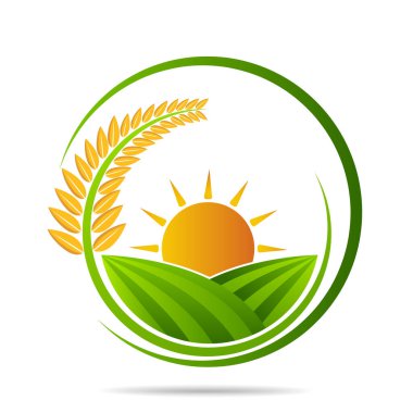 Taze vektör amblemi ve çıkartma çiftliği. Tarım ve tarım, organik gıda, ürün ambalajı için yerel tasarım unsurları