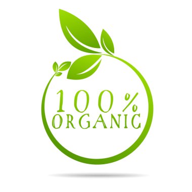 Vektör yapraklı% 100 organik sağlık tasarımı