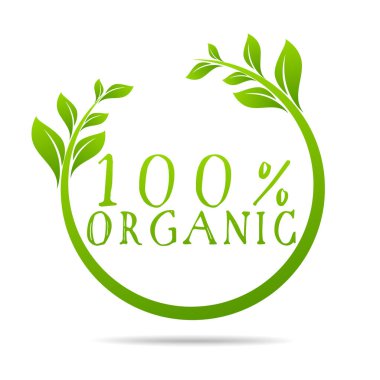 Vektör yapraklı% 100 organik sağlık tasarımı