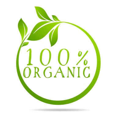 Vektör yapraklı% 100 organik sağlık tasarımı