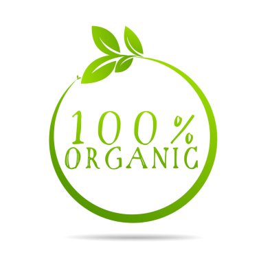 Vektör yapraklı% 100 organik sağlık tasarımı