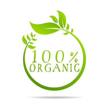 Vektör yapraklı% 100 organik sağlık tasarımı