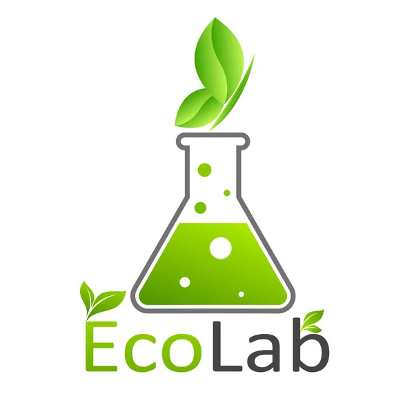 Tubos Ensaio Químicos Com Plantas Verdes Amigável Meio Ambiente Eco — Vetor de Stock