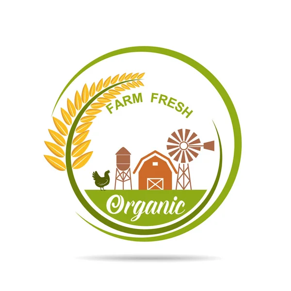 Farm Frisch Von Vektor Emblemen Und Aufklebern Landwirtschaft Und Landwirtschaft — Stockvektor