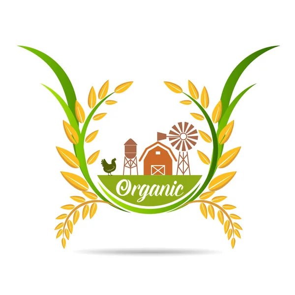 Farm Fresh Vector Emblems Stickers Farming Agriculture Organic Food Locally — Stock Vector