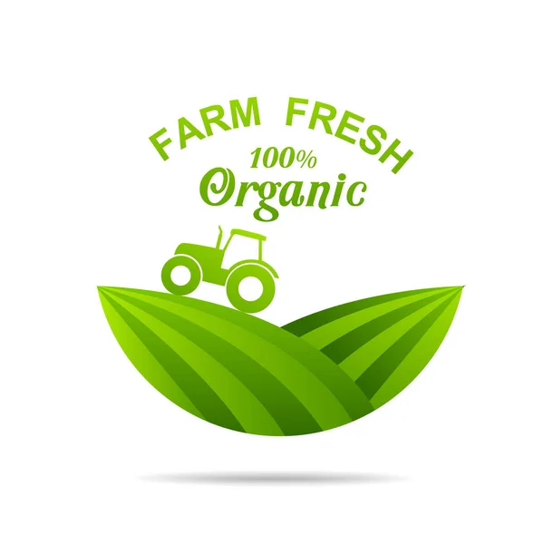 Farm Fresh Vector Emblems Stickers Farming Agriculture Organic Food Locally — Stock Vector