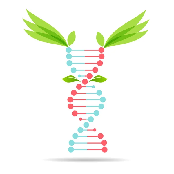 Simbol Organik Dna Daun Pohon Ekologi Hijau Berpikir Inovasi Teknologi - Stok Vektor