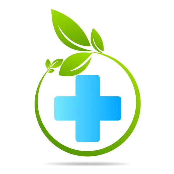 Health Care Green Medical Cross Leaf Logo Isolated — Stock Vector