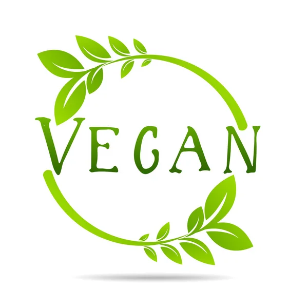 Símbolo Diseño Icono Producto Vegano Hojas Verdes Forma Corazón Ilustración — Vector de stock