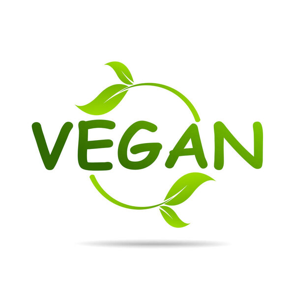 Символ дизайна веганского продукта. Зеленые листья в форме сердца знак. Векторная иллюстрация
