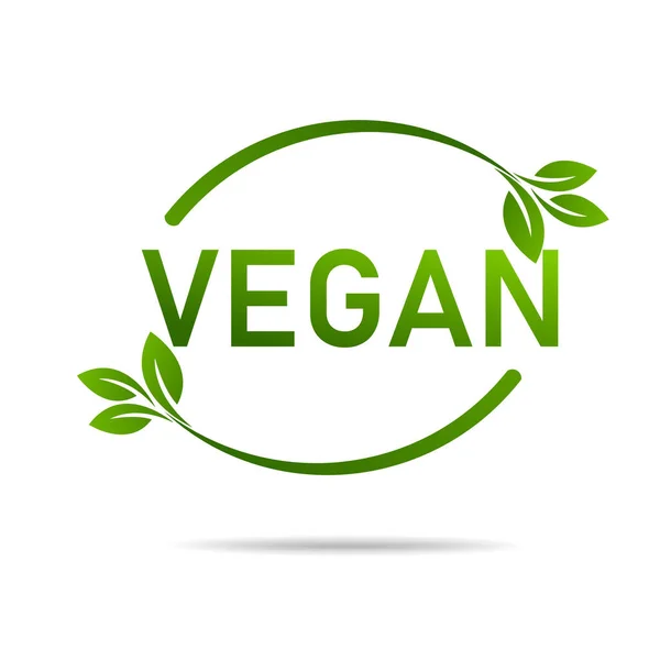 Símbolo Diseño Icono Producto Vegano Hojas Verdes Forma Corazón Ilustración — Vector de stock