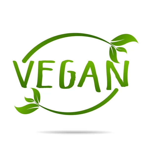 Símbolo Diseño Icono Producto Vegano Hojas Verdes Forma Corazón Ilustración — Vector de stock