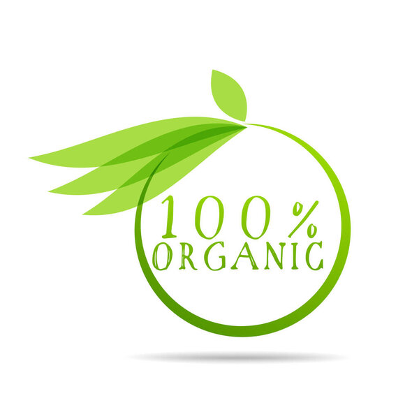 100% органический дизайн здоровья с векторным листом

