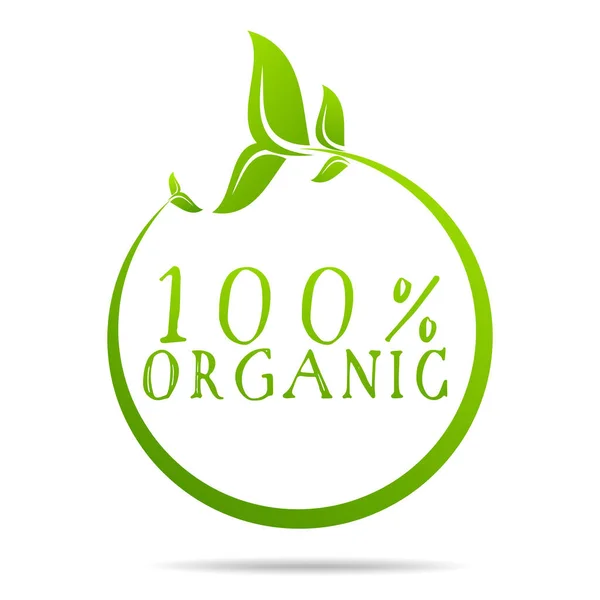 Diseño 100 Orgánico Salud Con Hoja Vectorial — Vector de stock