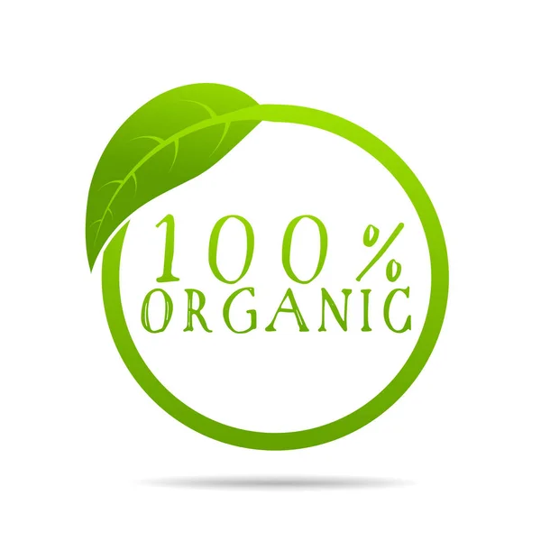 Diseño 100 Orgánico Salud Con Hoja Vectorial — Vector de stock