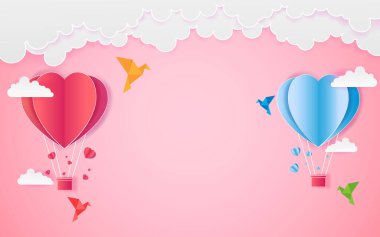 Kart Sevgililer Günü balonu kalp aşkı vektör soyut arkaplan daveti