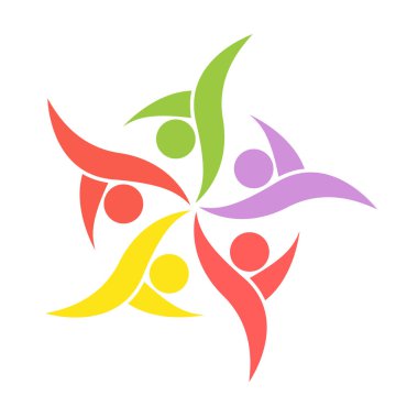 Takım çalışması simgesi, Grup dört kişi bir daire vektör çizimleri içinde logo el sıkışması