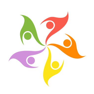 Takım çalışması simgesi, Grup dört kişi bir daire vektör çizimleri içinde logo el sıkışması