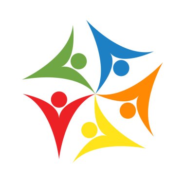 Takım çalışması simgesi, Grup dört kişi bir daire vektör çizimleri içinde logo el sıkışması