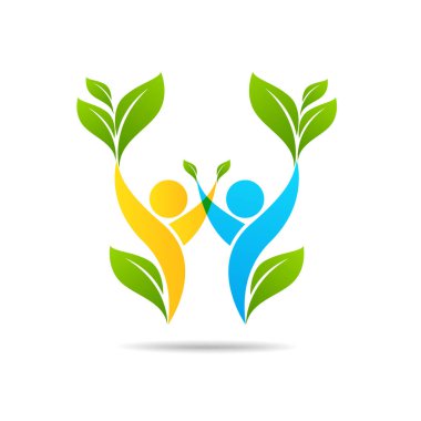 İnsanlar sağlıklı yaşam logosu şablonunu önemser