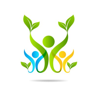 İnsanlar sağlıklı yaşam logosu şablonunu önemser