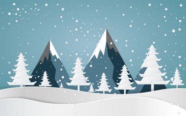Mutlu Noeller, Noel Baba Sledge, Kar Ormanında Araba Kullanıyor. Kışın çamlar ve dağ Kağıt Resimleri