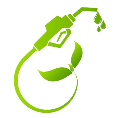 Yakıt enjektörü yaprağıyla yeşil yakıtlı konsept ve doğal enerji konsepti çizimi