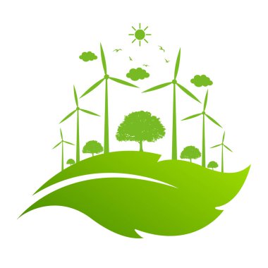 Save Nature and ecology concept with eco cityscape stock vector clipart