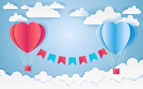 Karte Valentinstag Ballon Herz Liebe Einladung Auf Vektor Abstrakten Hintergrund — Stockvektor