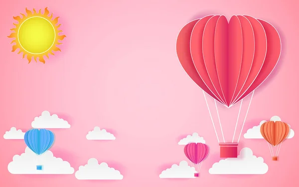 Kart Sevgililer Günü Balonu Kalp Aşkı Vektör Soyut Arkaplan Daveti — Stok Vektör